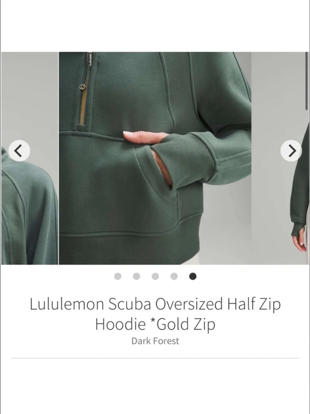 Lululemon Scuba Oversized Half Zip Hoodie Jacket *Gold Zip Dark Forest Sz M/L